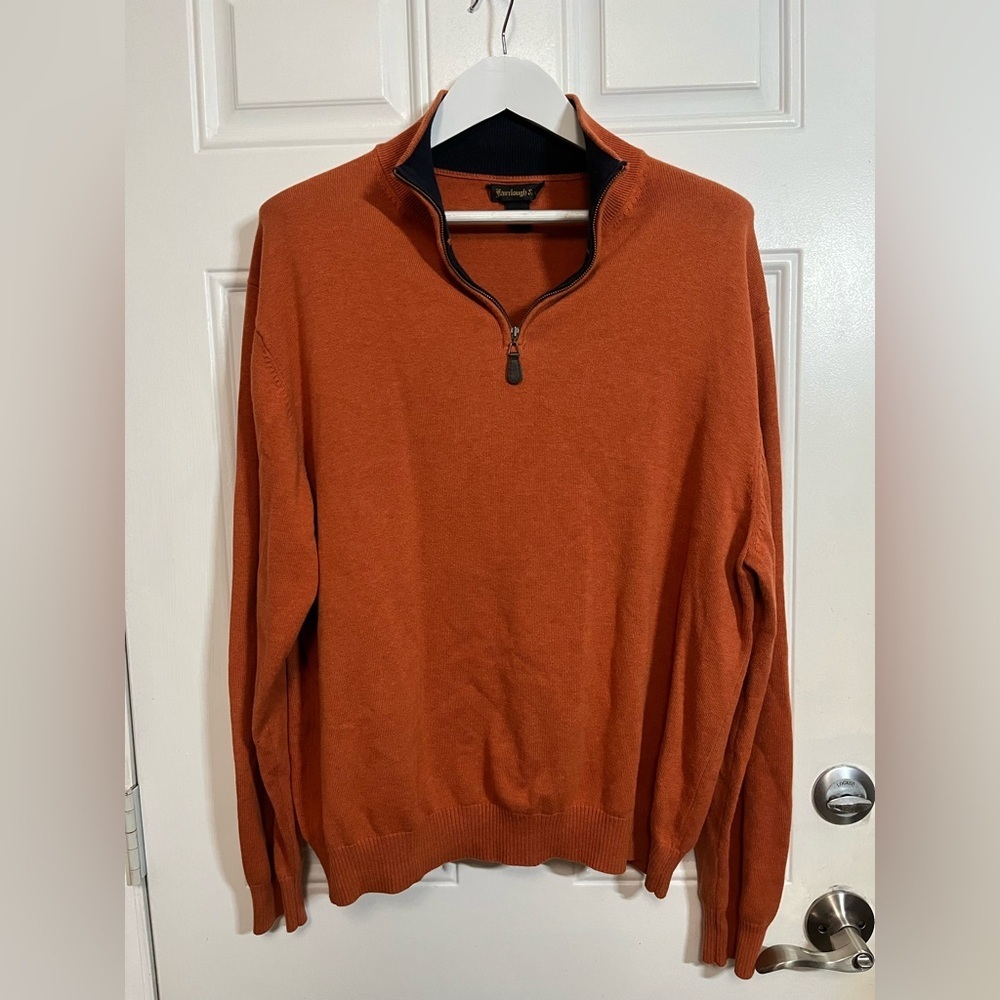 Fairclough & Co Orange Half Zip Cotton Sweater XL